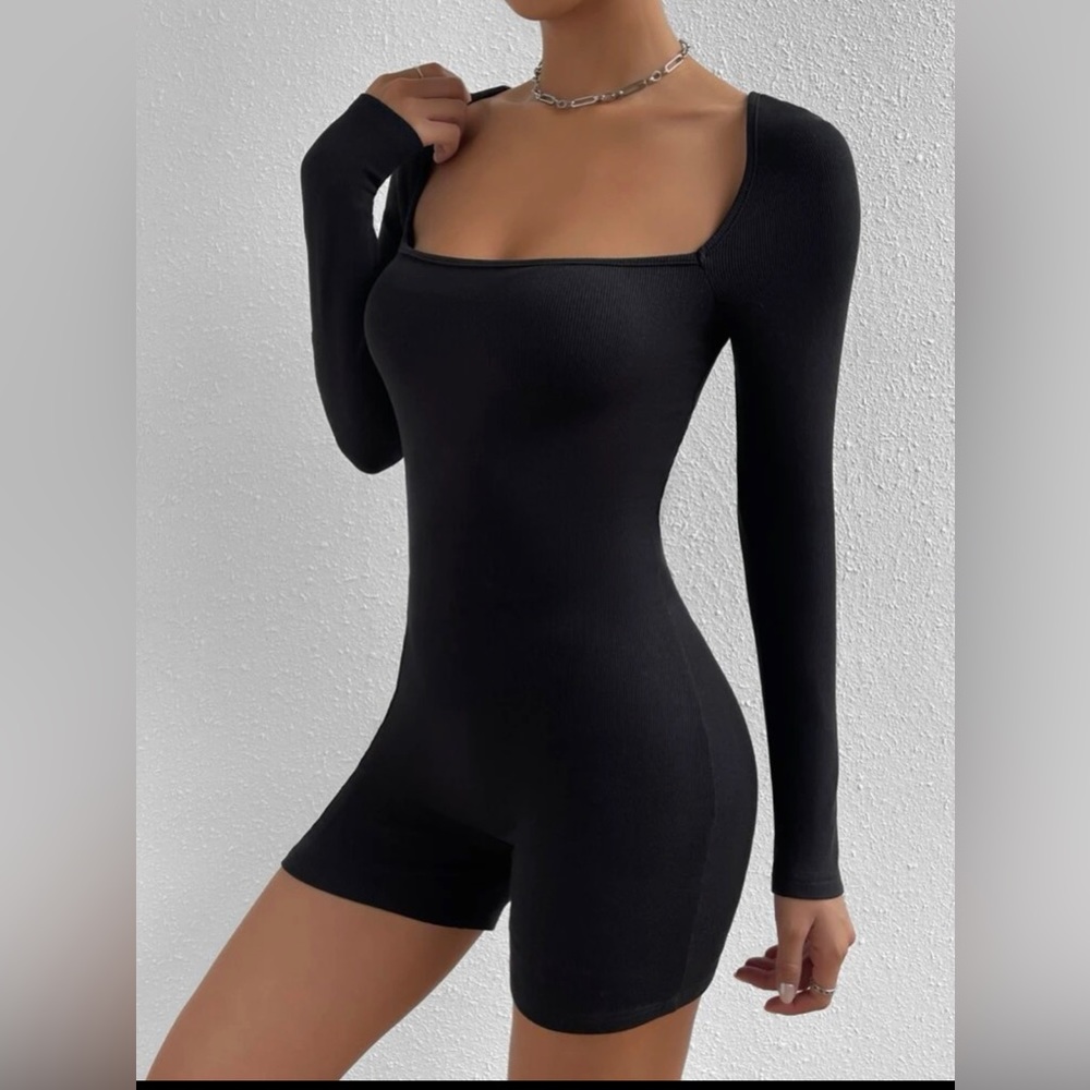 SHEIN Unity Square Neck Unitard Romper - Picture 3 of 5